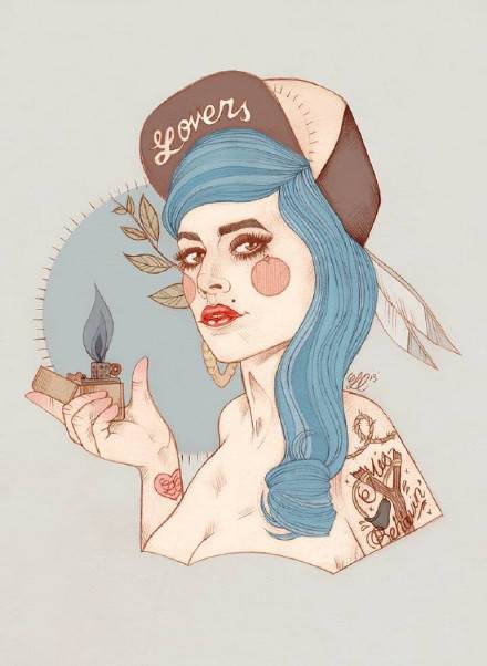 9款風(fēng)格囧異插畫，一組意境嬌艷女性圖片!