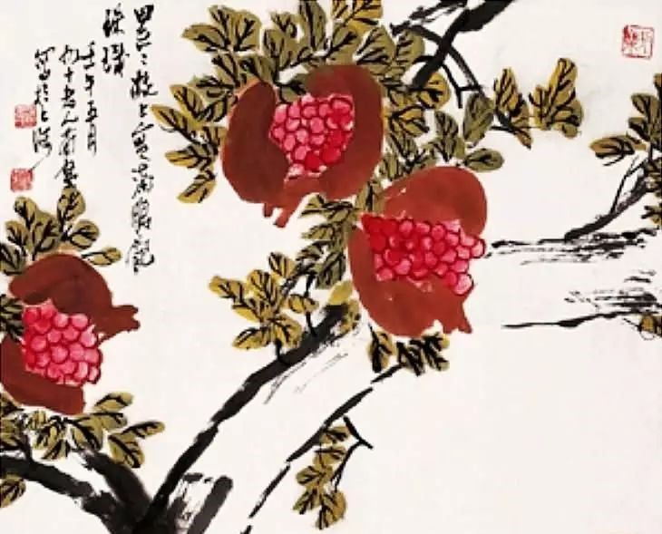 32幅曹簡樓國畫石榴圖：石榴令人垂涎欲滴！