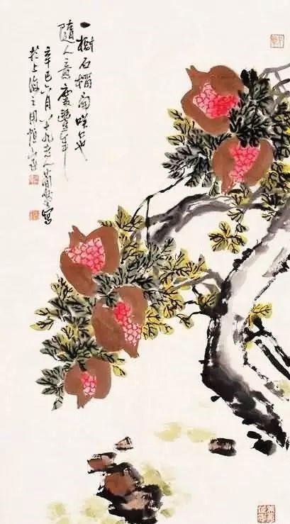 32幅曹簡樓國畫石榴圖：石榴令人垂涎欲滴！