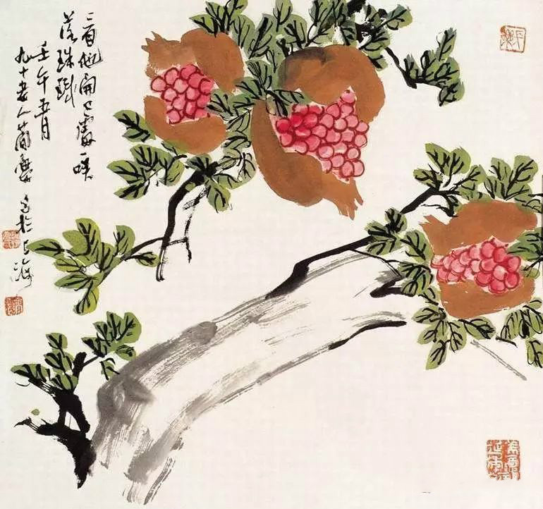 32幅曹簡樓國畫石榴圖：石榴令人垂涎欲滴！