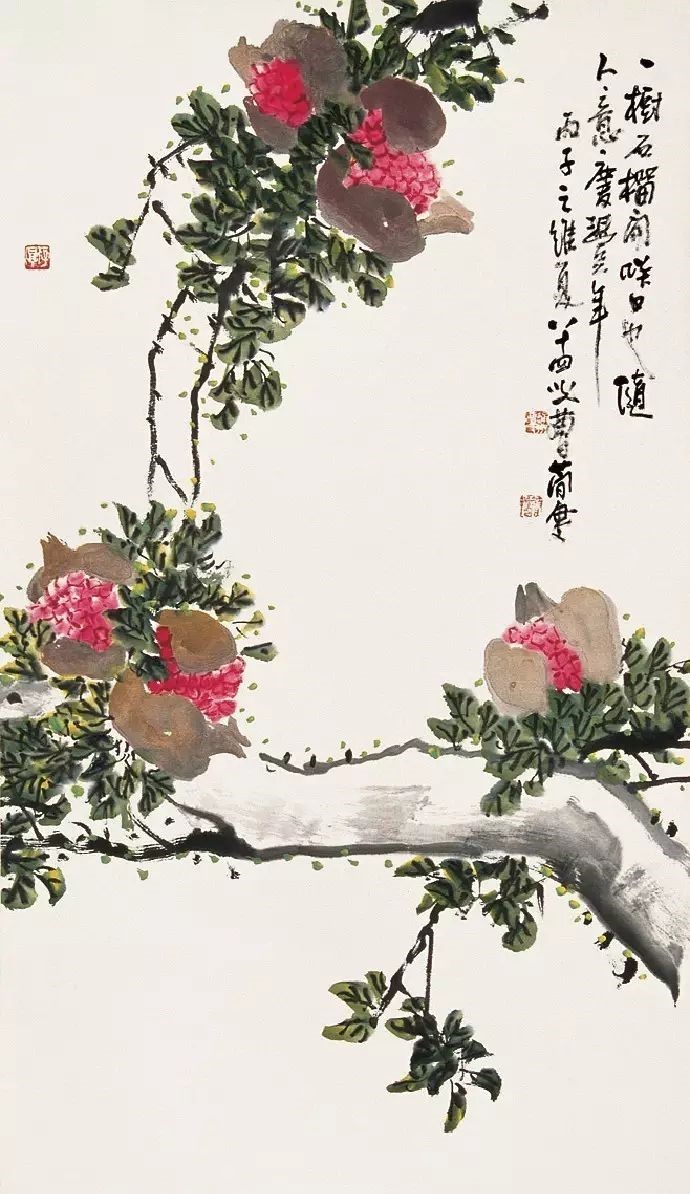 32幅曹簡(jiǎn)樓國(guó)畫石榴圖：石榴令人垂涎欲滴！