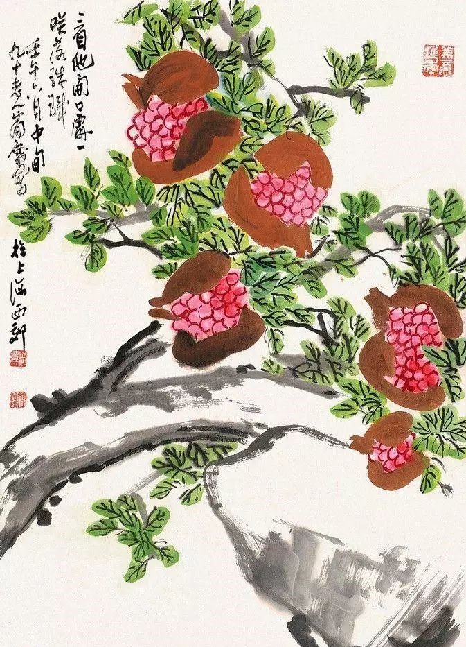 32幅曹簡(jiǎn)樓國(guó)畫石榴圖：石榴令人垂涎欲滴！