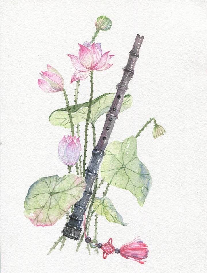 9款唯美古風(fēng)圖片：一組古風(fēng)樂器插畫！