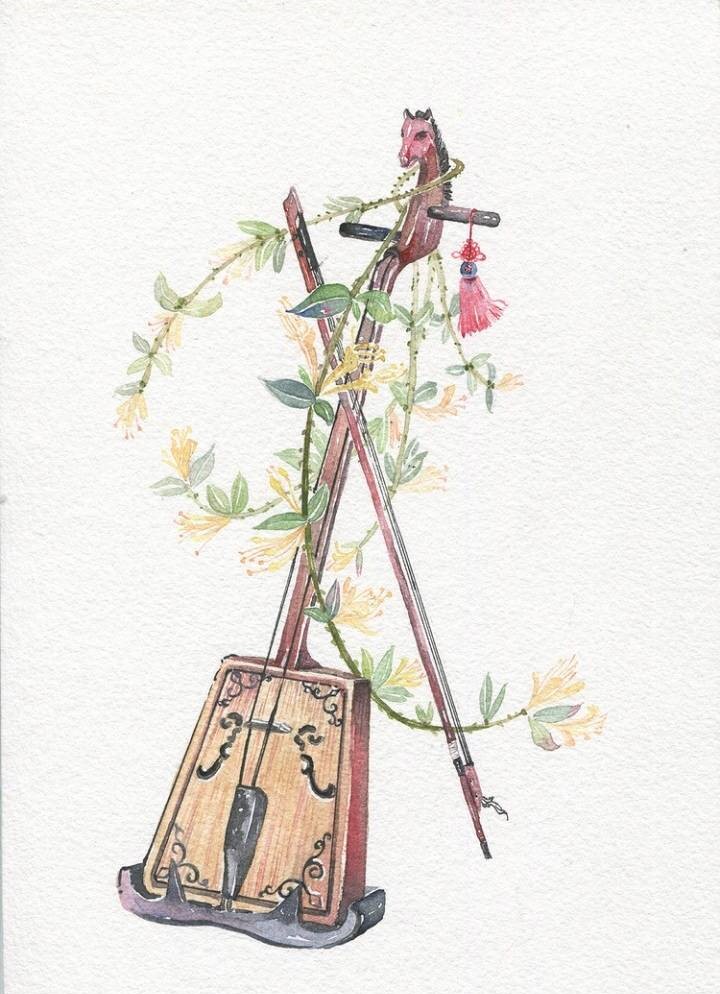 9款唯美古風(fēng)圖片：一組古風(fēng)樂器插畫！