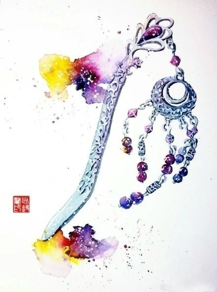 八款古風頭飾圖片：清新脫俗古風插畫