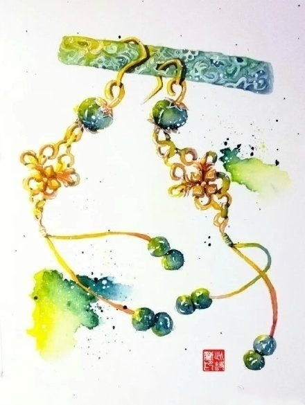 八款古風頭飾圖片：清新脫俗古風插畫