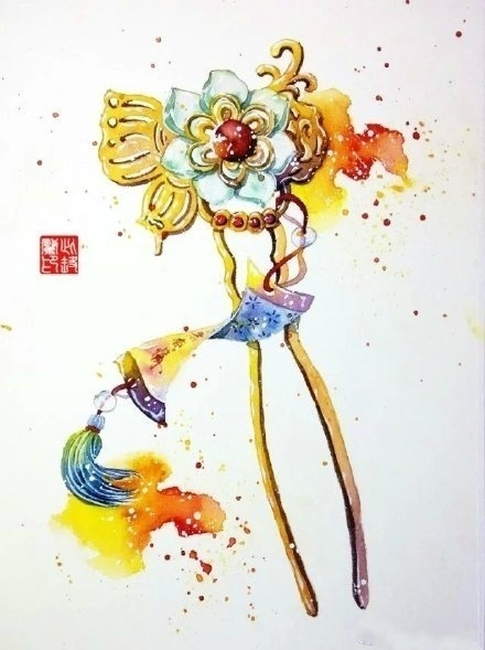 八款古風頭飾圖片：清新脫俗古風插畫