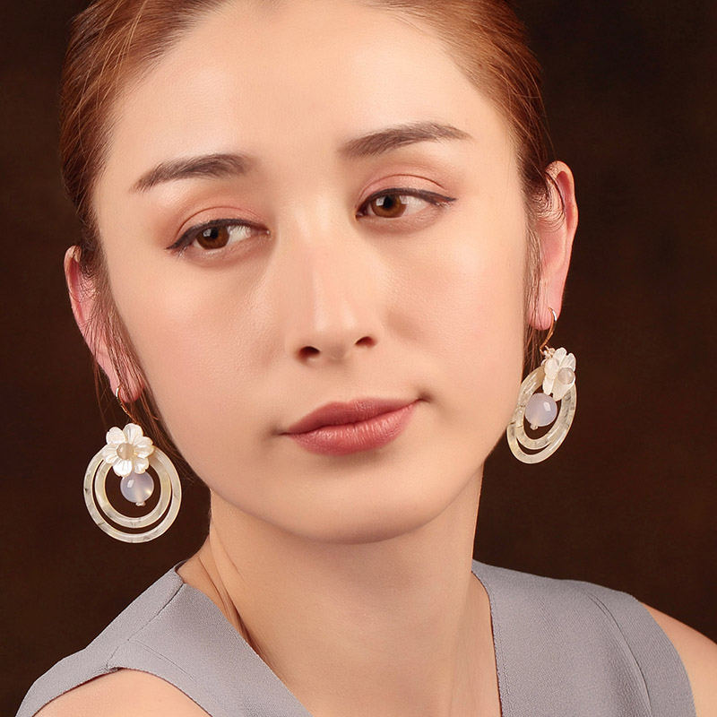 夢里花古風(fēng)耳環(huán)，簡約潔白風(fēng)情首飾