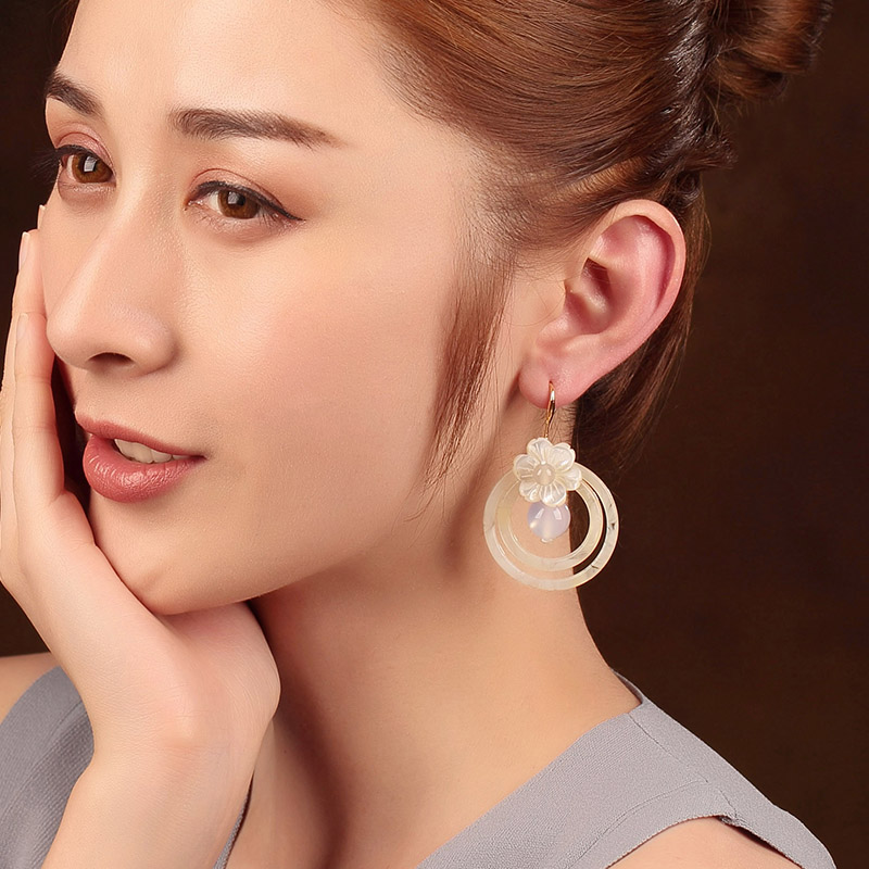 夢里花古風(fēng)耳環(huán)，簡約潔白風(fēng)情首飾