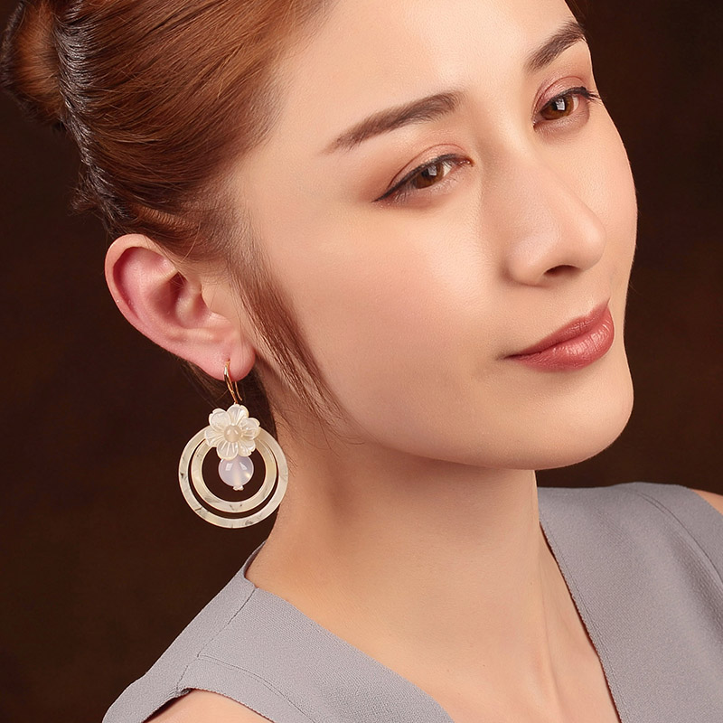 夢里花古風(fēng)耳環(huán)，簡約潔白風(fēng)情首飾