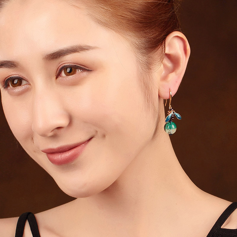 夜鳴古風(fēng)耳環(huán)，夜光琉璃首飾