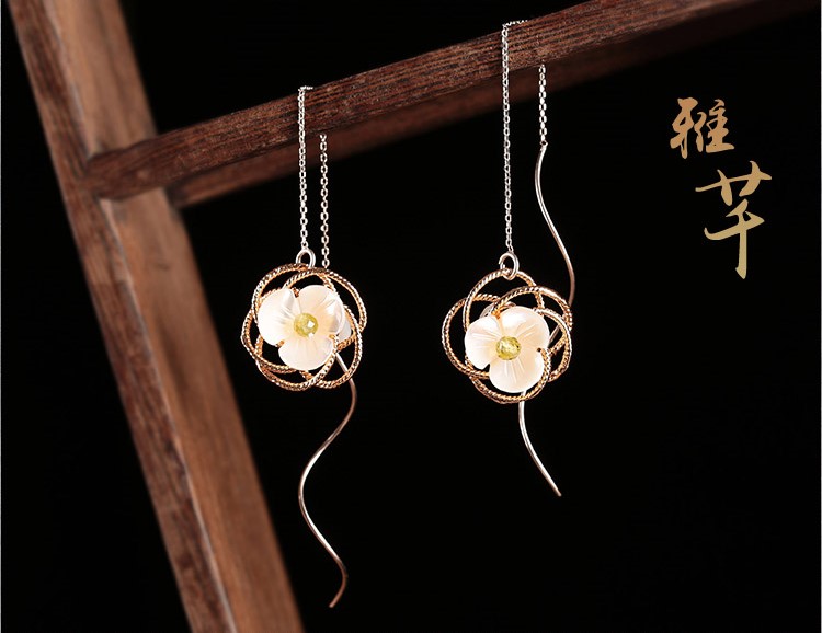 雅芊古風(fēng)耳環(huán)，純銀耳線首飾