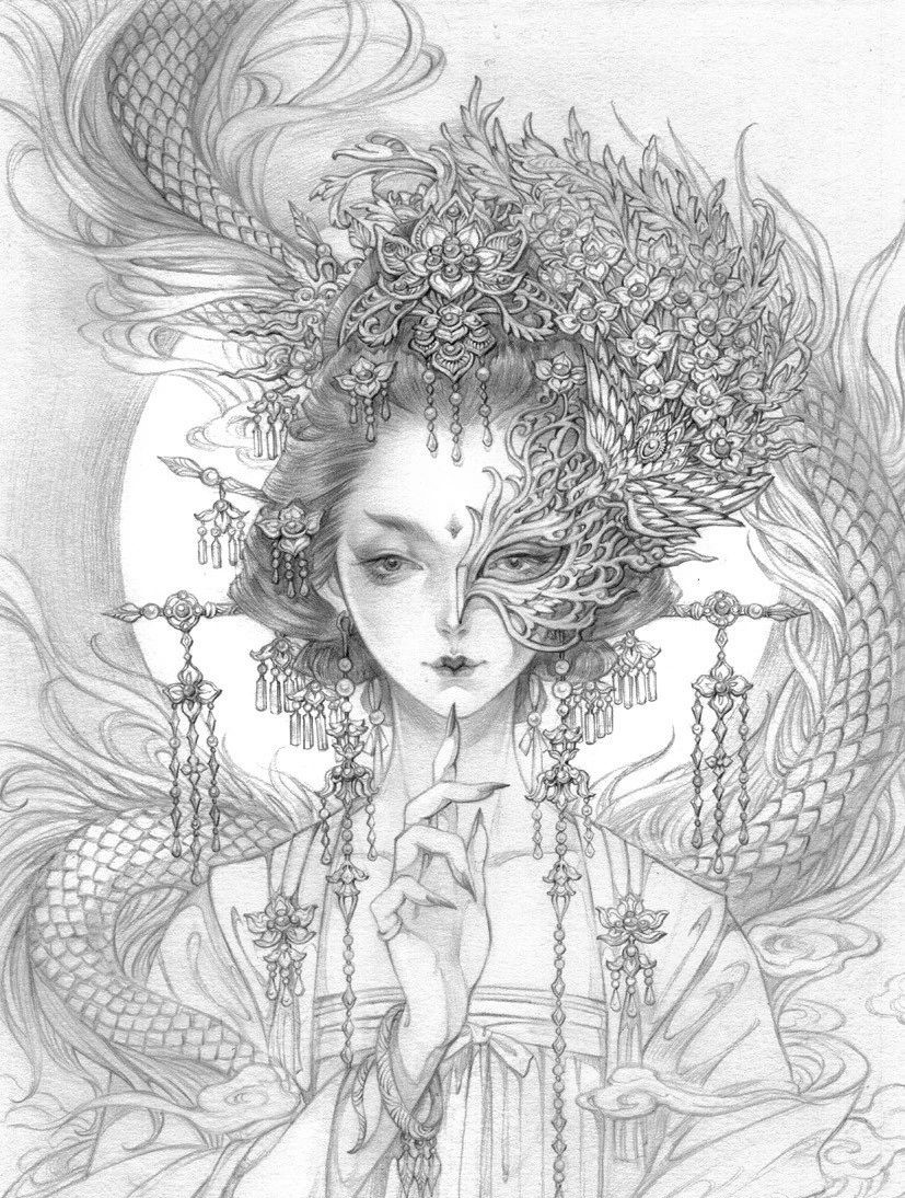 古風(fēng)美人插畫，一顰一笑令人神魂顛倒！