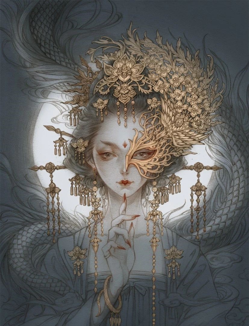 古風(fēng)美人插畫，一顰一笑令人神魂顛倒！