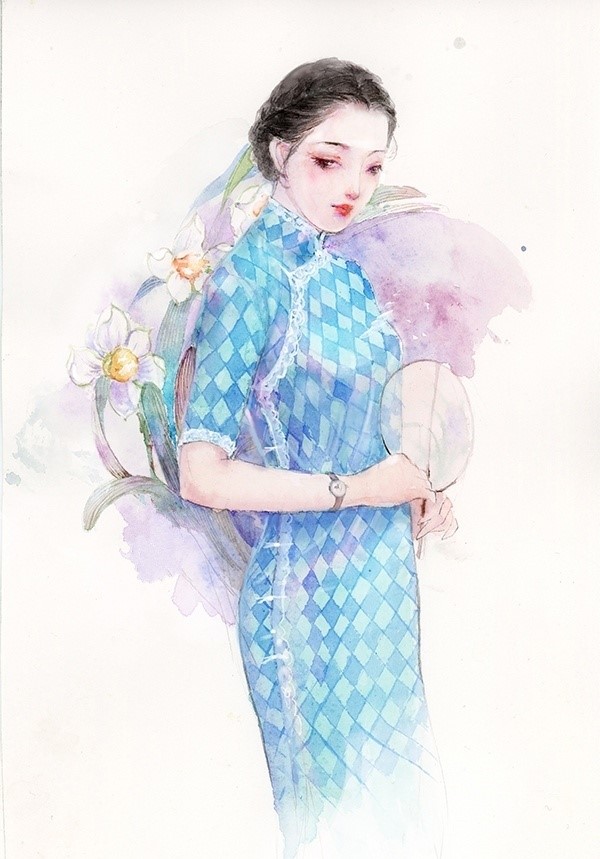 9款風(fēng)情萬(wàn)種旗袍女子插畫(huà)：一種傾國(guó)傾城的美