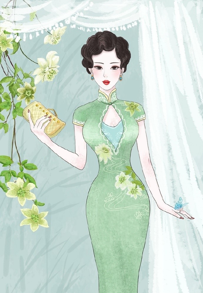 9款風(fēng)情萬(wàn)種旗袍女子插畫(huà)：一種傾國(guó)傾城的美