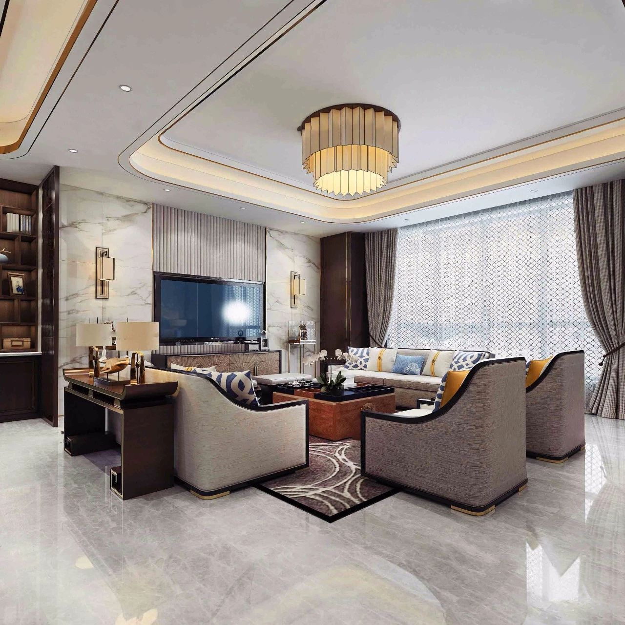 新中式客廳之美：魅力十足的中式裝修設(shè)計！