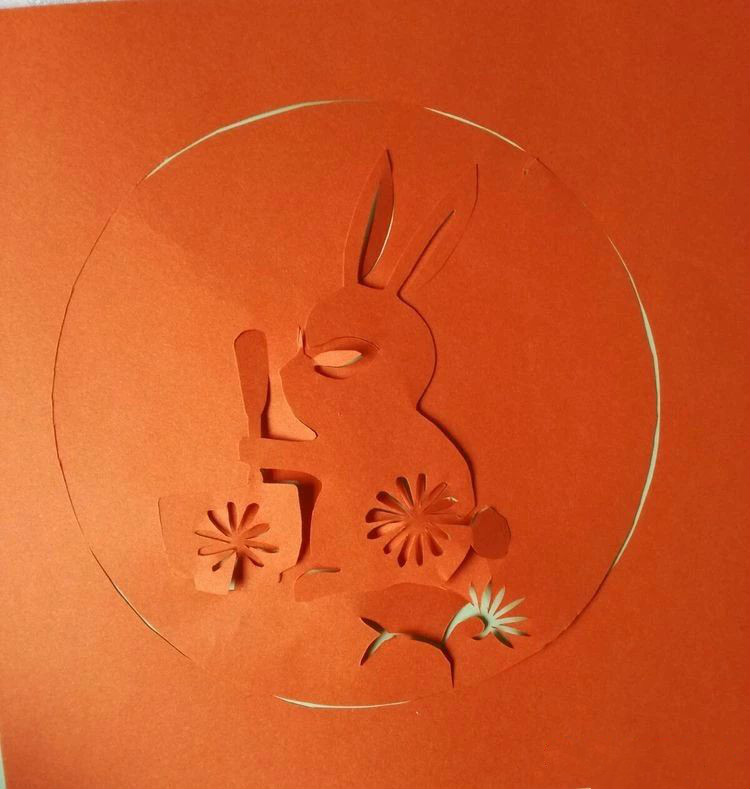 創(chuàng)意十足中秋玉兔剪紙，兔子鬧仲秋