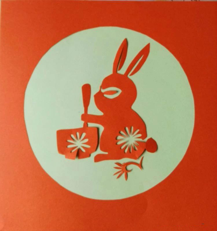 創(chuàng)意十足中秋玉兔剪紙，兔子鬧仲秋