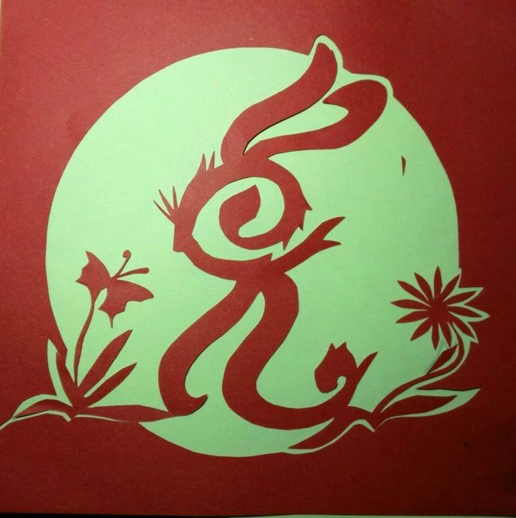 創(chuàng)意十足中秋玉兔剪紙，兔子鬧仲秋