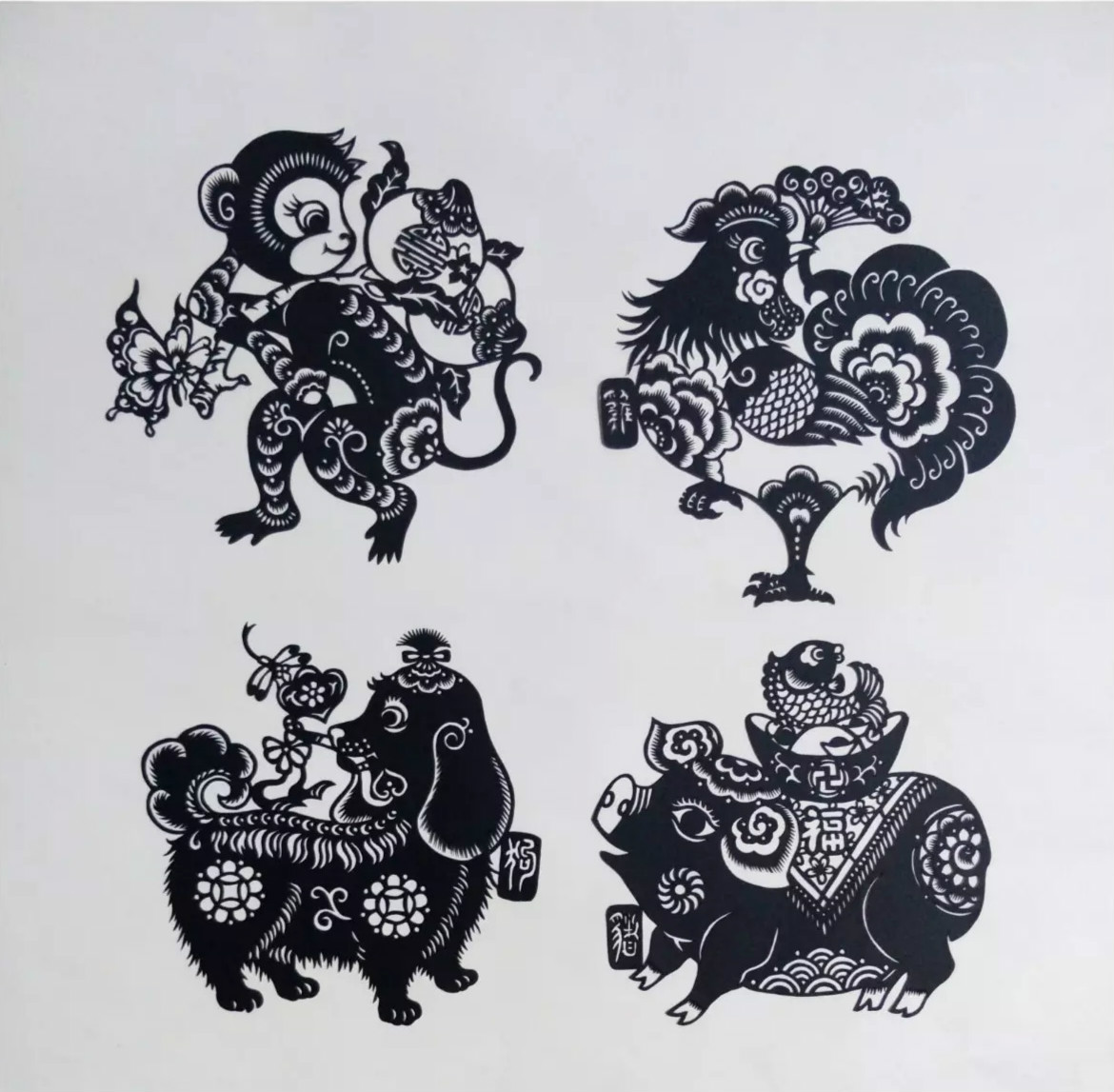 吉祥十二生肖剪紙圖片，薛娜剪紙作品欣賞