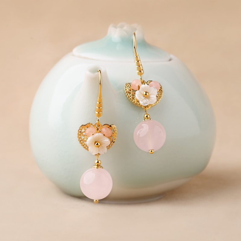 超仙粉色耳墜耳環(huán)，唯美少女心首飾