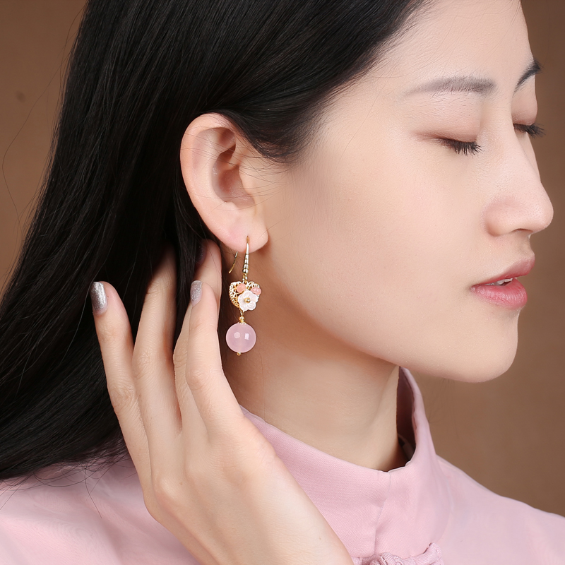 超仙粉色耳墜耳環(huán)，唯美少女心首飾