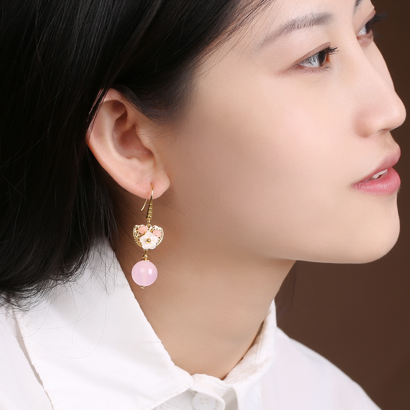 超仙粉色耳墜耳環(huán)，唯美少女心首飾