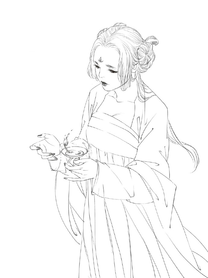 30款古風人物線稿圖，古風線稿臨摹圖