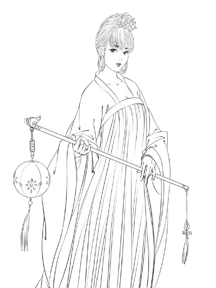 30款古風人物線稿圖，古風線稿臨摹圖