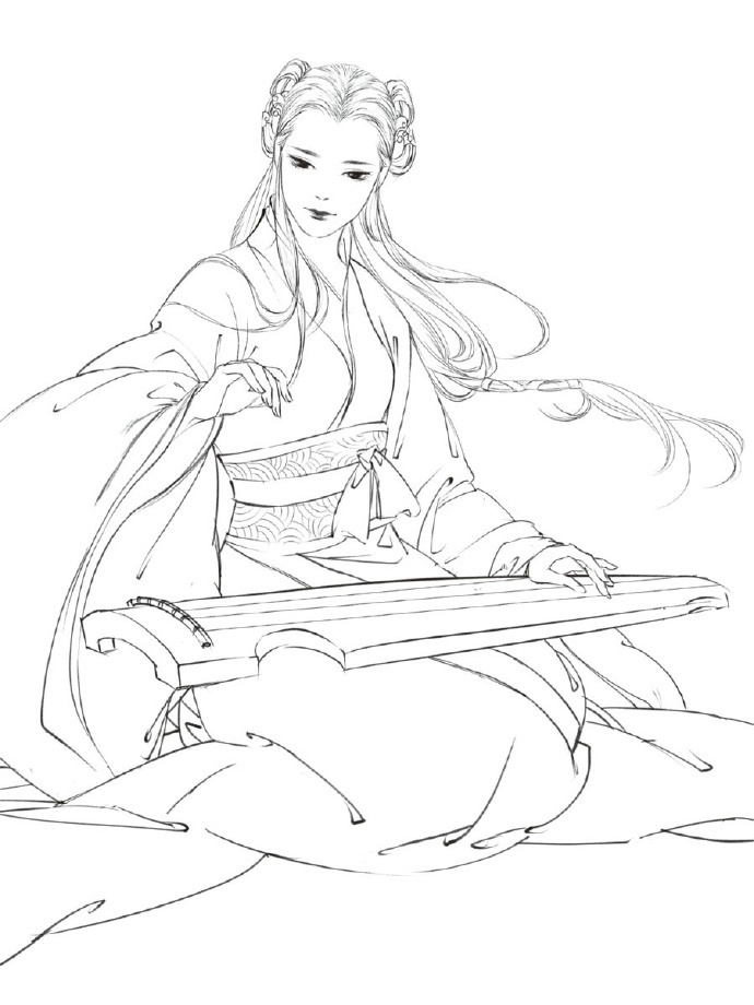 30款古風人物線稿圖，古風線稿臨摹圖