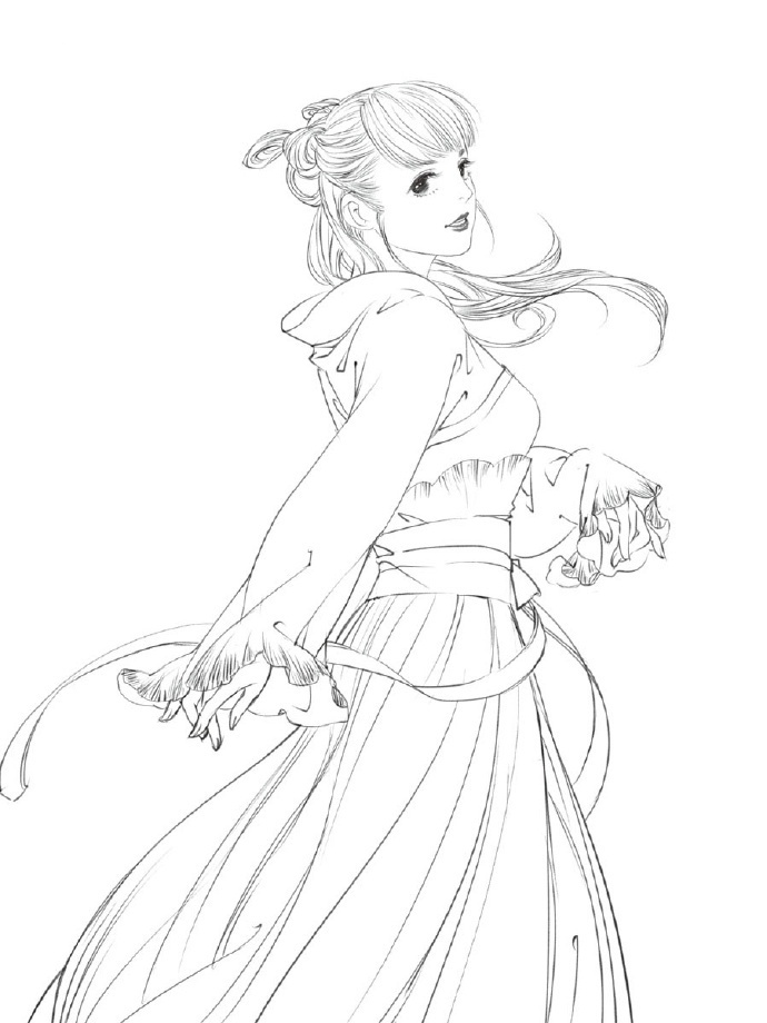 30款古風人物線稿圖，古風線稿臨摹圖