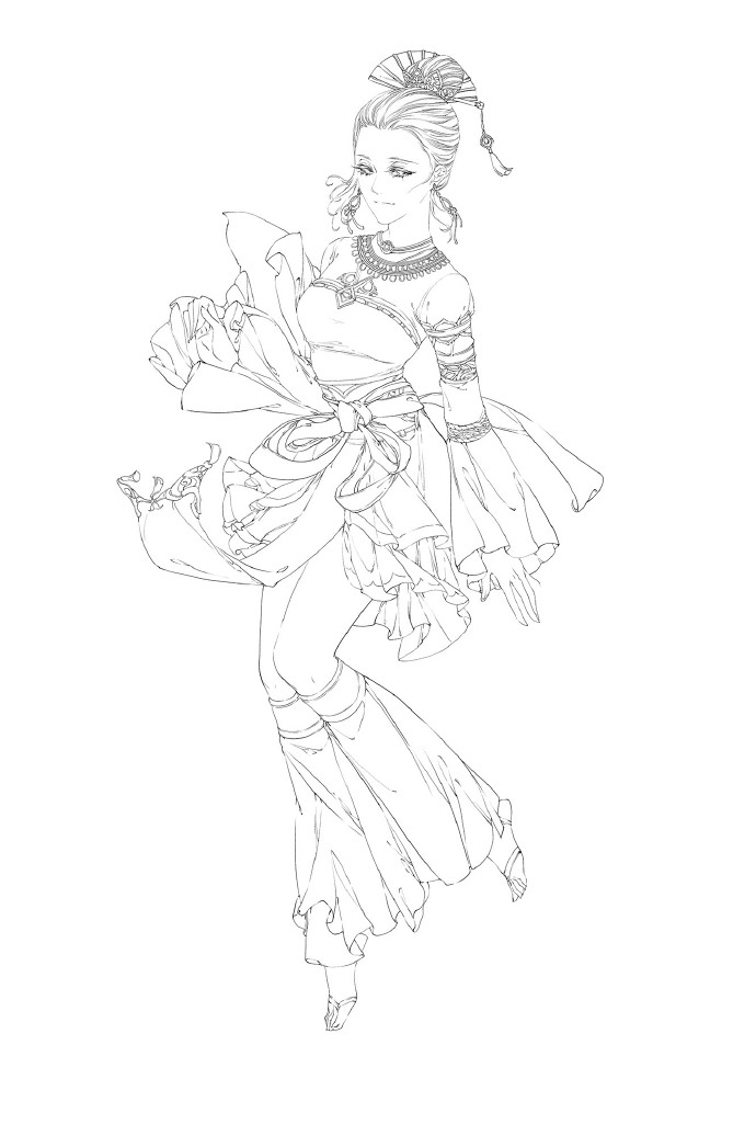 30款古風人物線稿圖，古風線稿臨摹圖