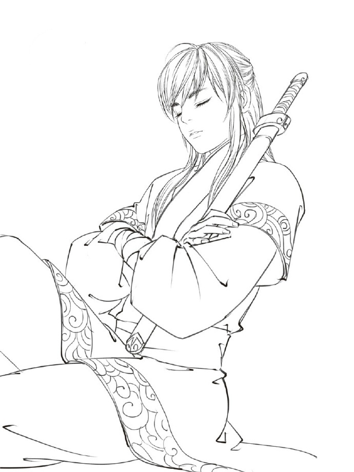 30款古風人物線稿圖，古風線稿臨摹圖