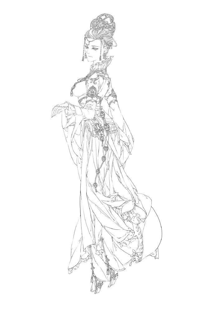 30款古風人物線稿圖，古風線稿臨摹圖