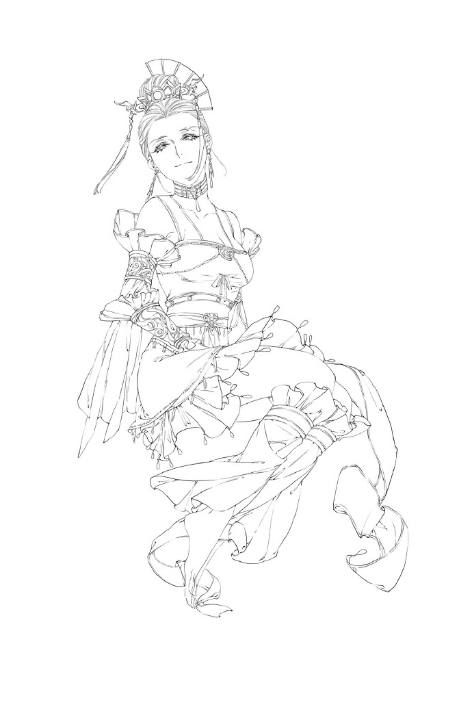 30款古風人物線稿圖，古風線稿臨摹圖