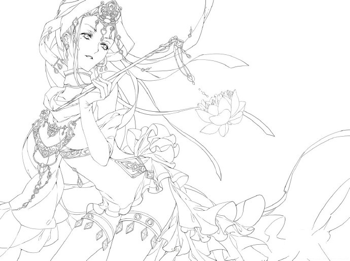 30款古風人物線稿圖，古風線稿臨摹圖