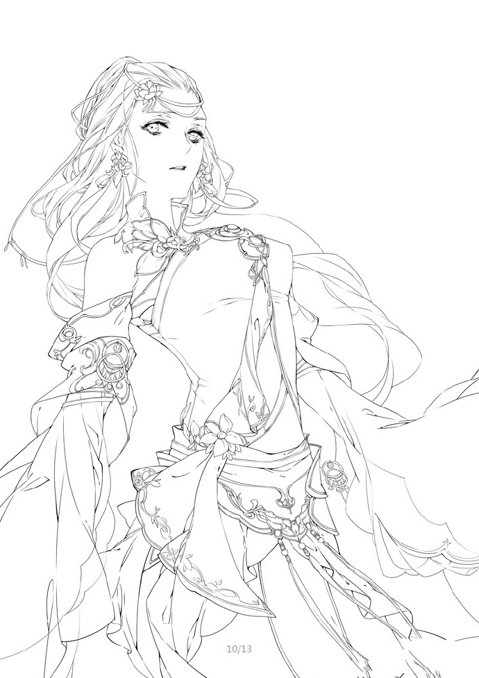 30款古風人物線稿圖，古風線稿臨摹圖