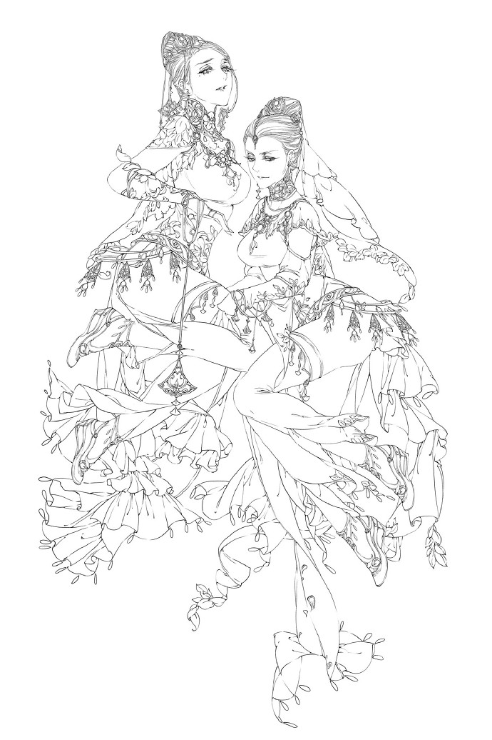 30款古風人物線稿圖，古風線稿臨摹圖