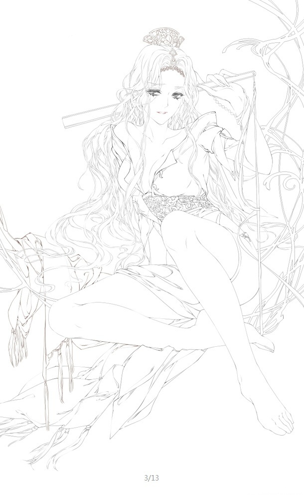 30款古風人物線稿圖，古風線稿臨摹圖