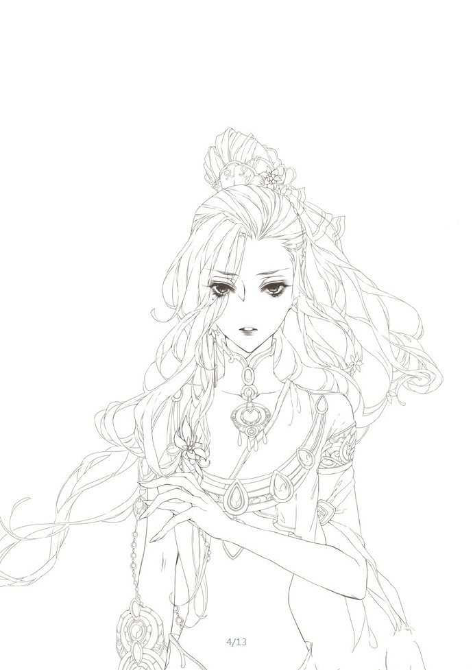 30款古風人物線稿圖，古風線稿臨摹圖