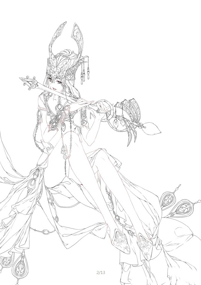 30款古風人物線稿圖，古風線稿臨摹圖