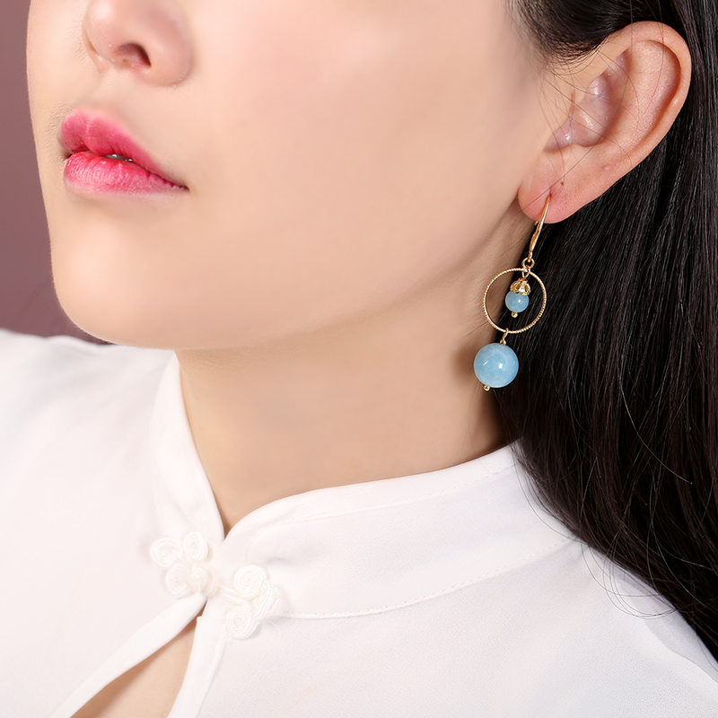 簡(jiǎn)約藍(lán)色系耳環(huán)，精致唯美的古風(fēng)首飾