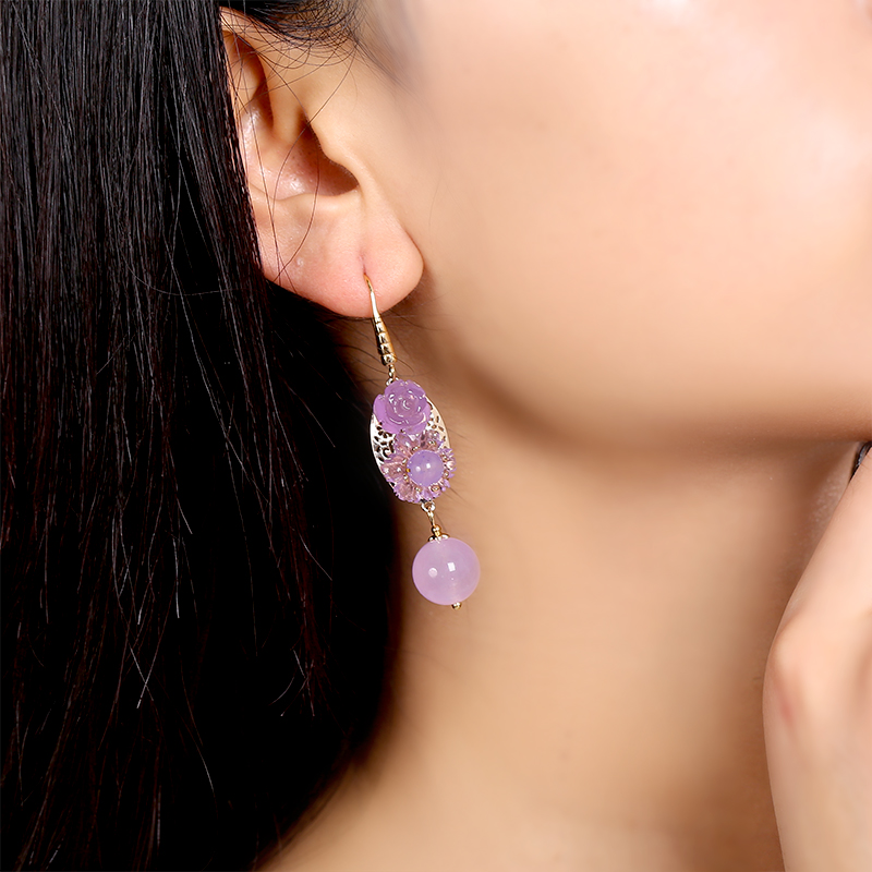 高貴典雅紫色系耳環(huán)，優(yōu)雅嫵媚的古風首飾