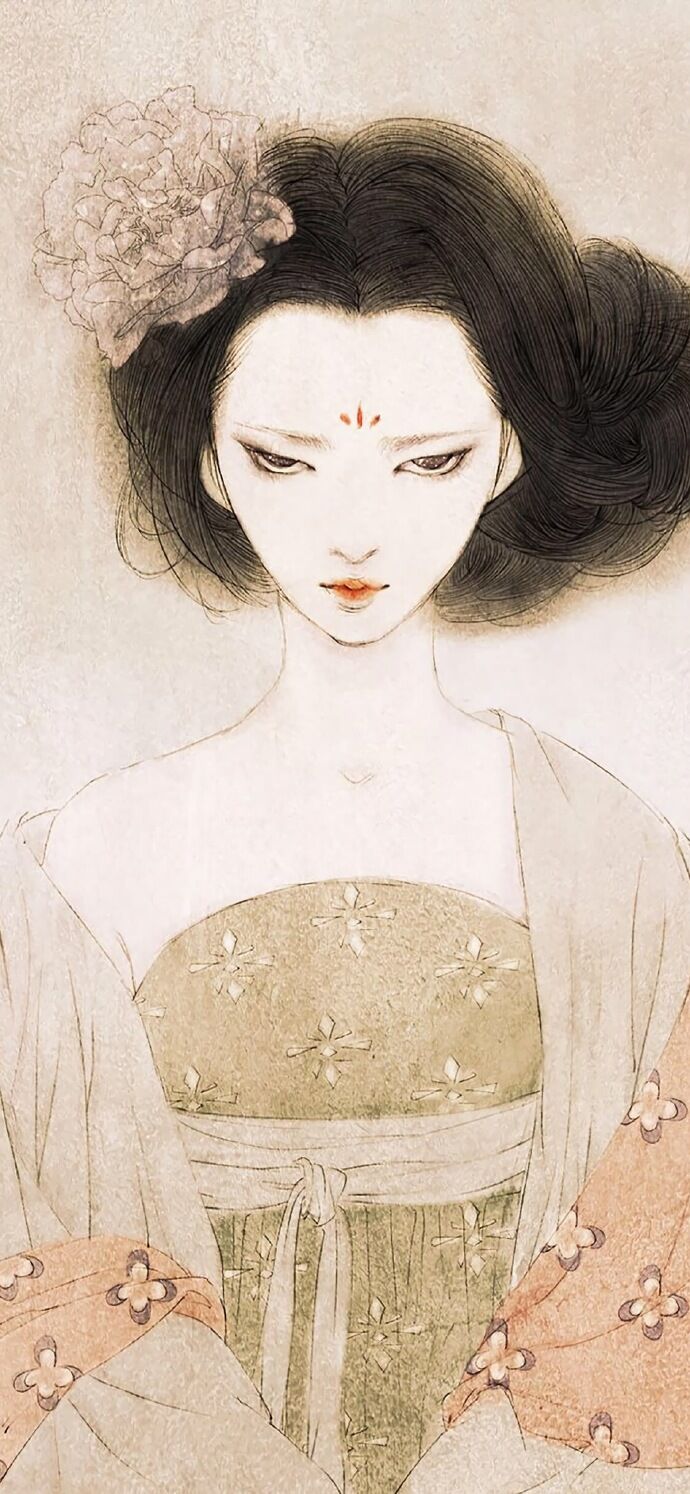 仕女古風(fēng)手機(jī)壁紙插畫，別樣的古風(fēng)女子風(fēng)情