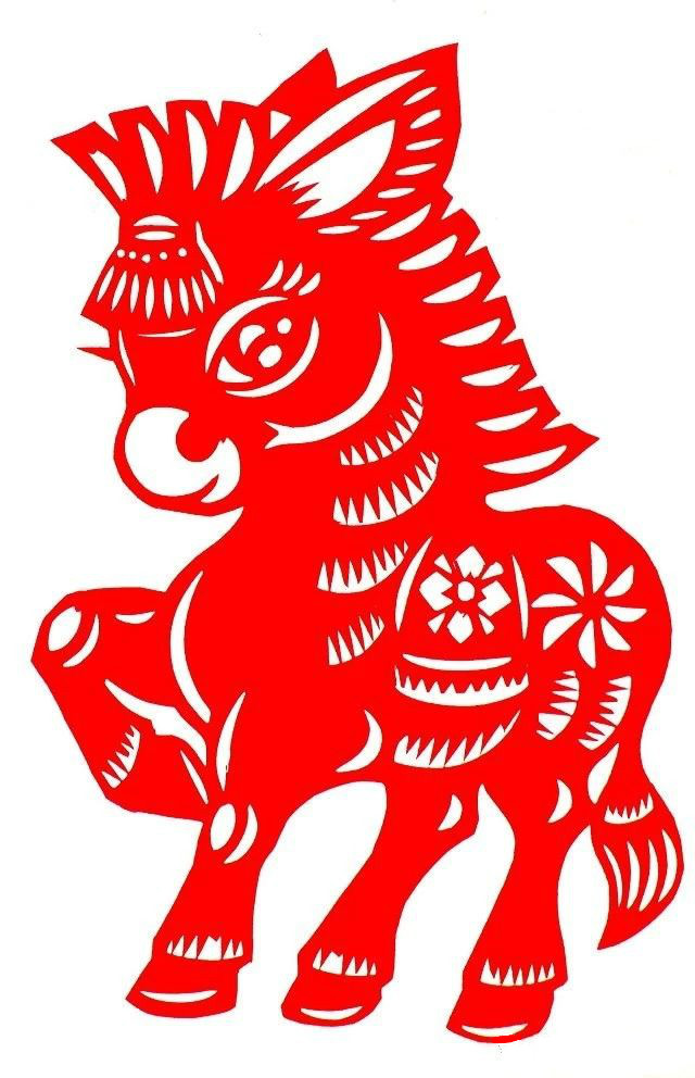 活潑可愛的小馬駒剪紙圖集(25張)，孫立峰作品