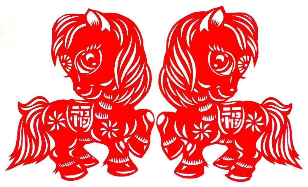 活潑可愛的小馬駒剪紙圖集(25張)，孫立峰作品