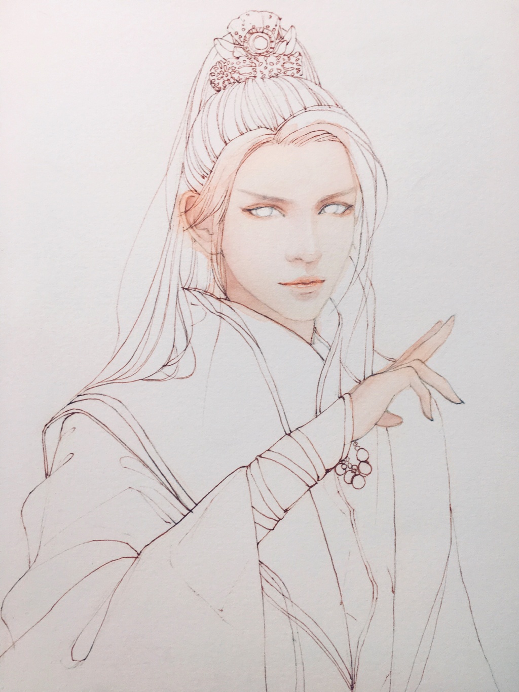 超詳細古風(fēng)美男上色步驟圖，可收藏做臨摹圖集