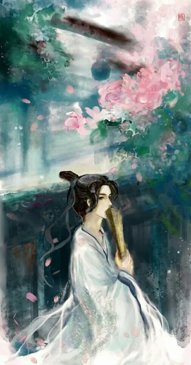 一組帥氣小哥哥古風(fēng)圖片，手持折扇男生古風(fēng)圖