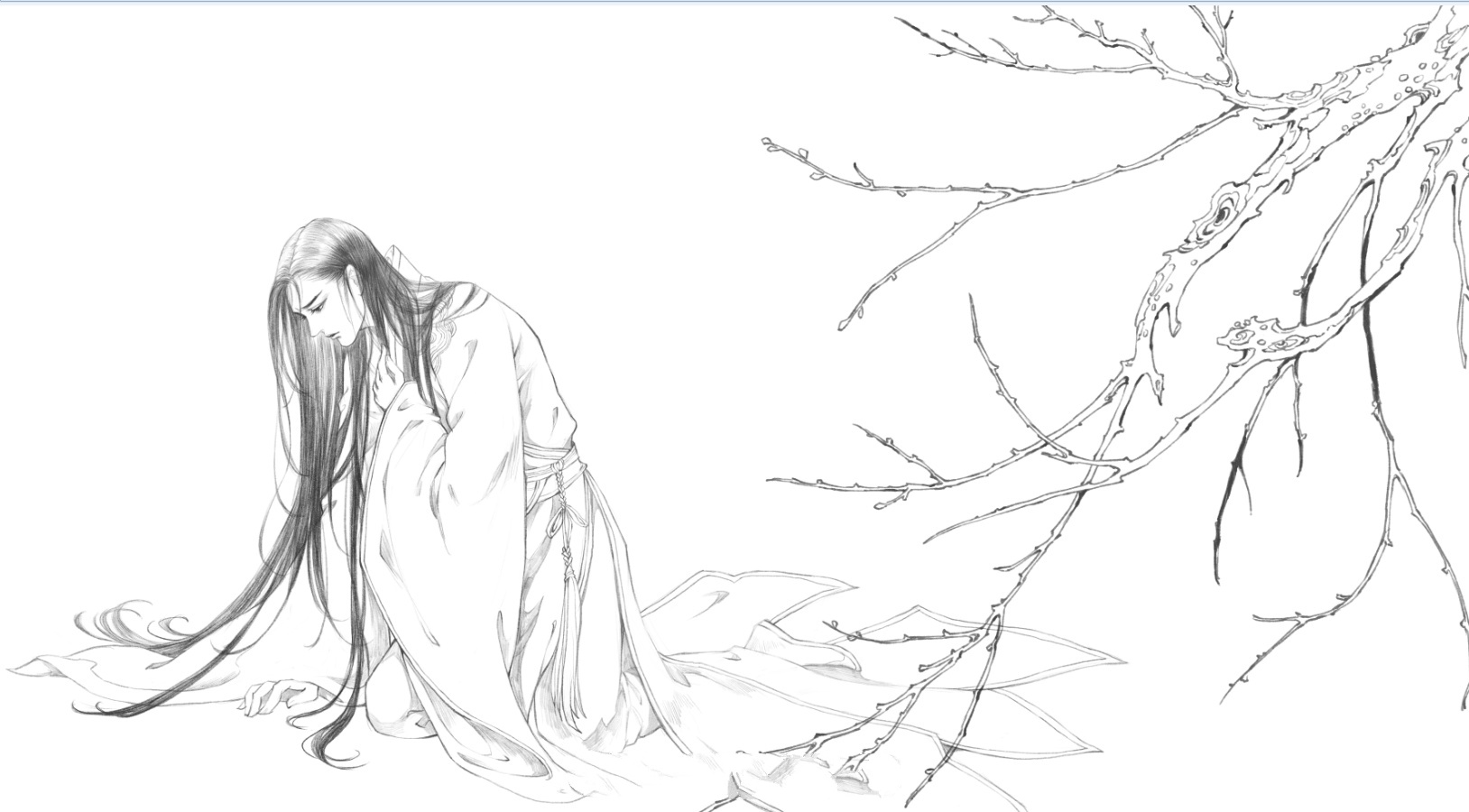 15張超帥古風美男線稿圖，古風人物線稿臨摹圖集